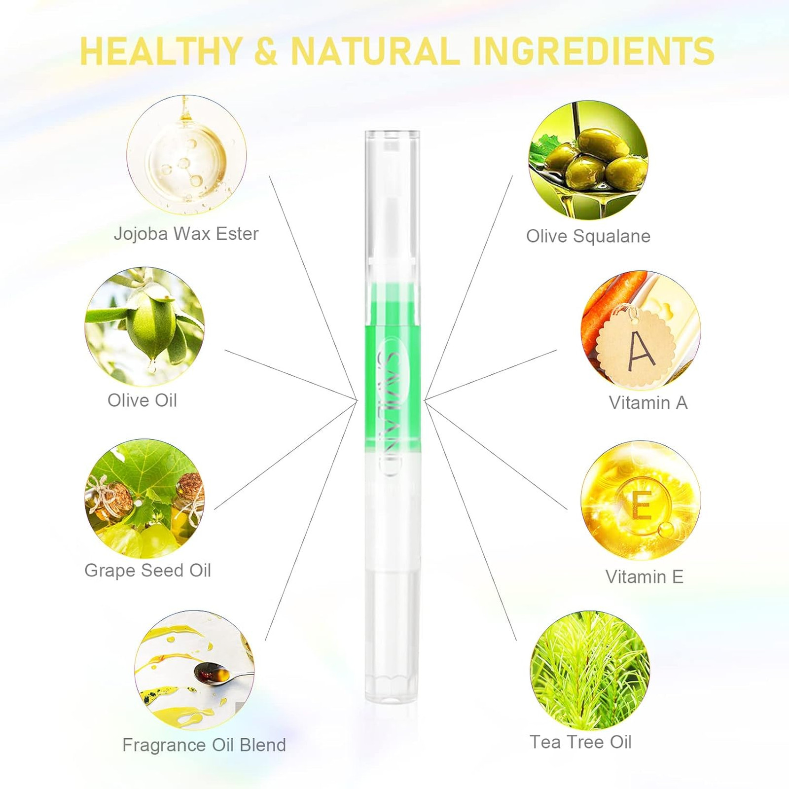 Cuticle Oil Pen 6 Pack Natural Vitamin E Nail Cuticle Softener Repair