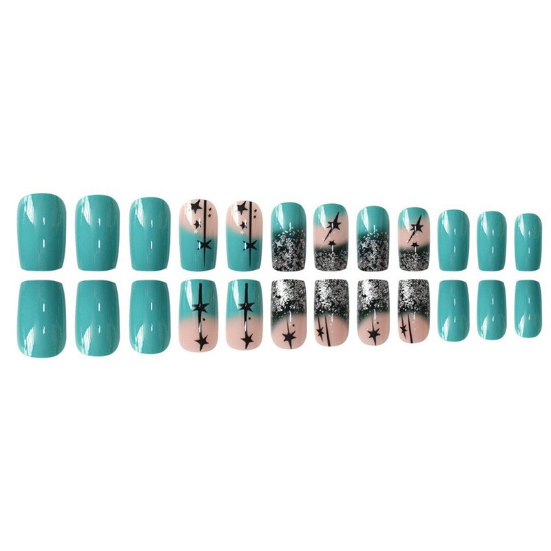Medium Square Press on Nails Sweet Starry Cartoon Design Wholesale