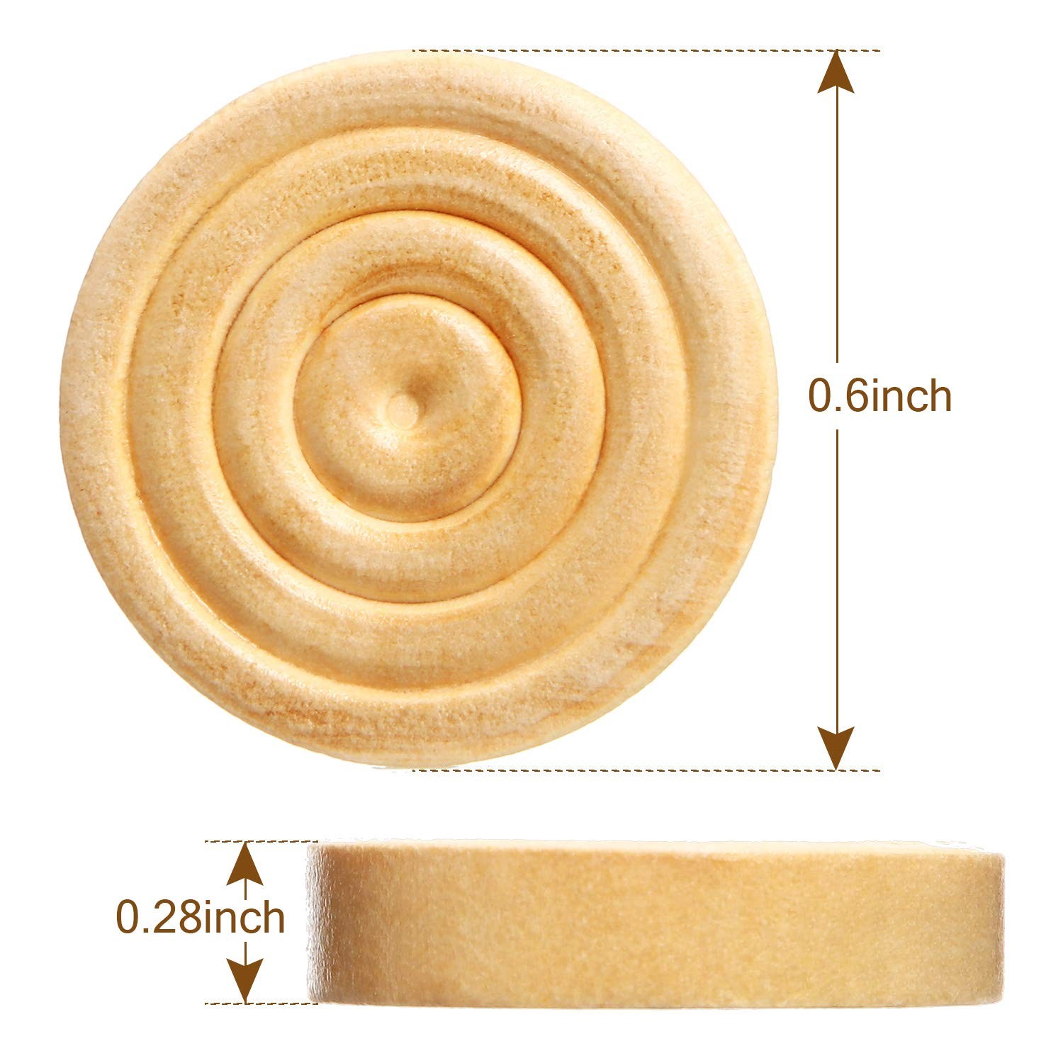 24 Pieces Wooden 1.06 inches x x 0.1 inches, Brown and Wood Color