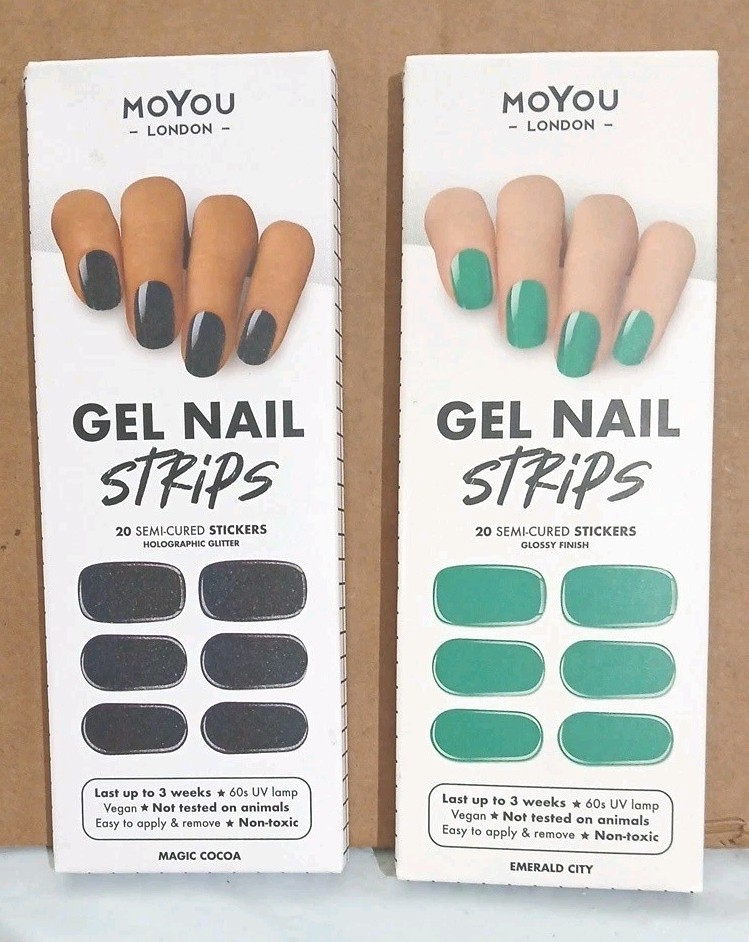 Lit Of 2 – MOYOU LONDON Semi Cured Gel Nail Strips 20 Pcs. Nail Wraps Each