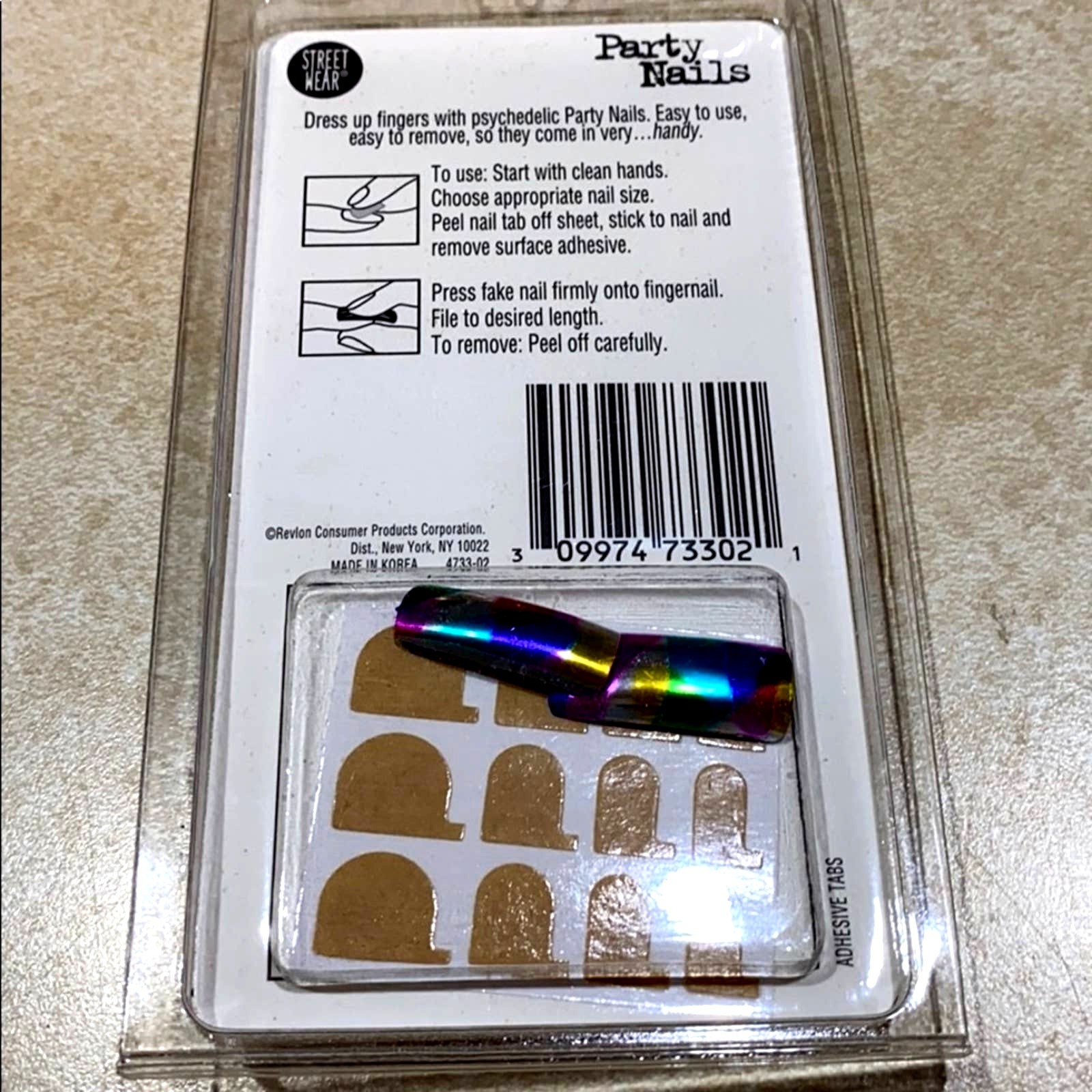 Holographic Press On Nails 2 Sets Multi-Color Party Tie Dye 20 Nails 24 Tabs New