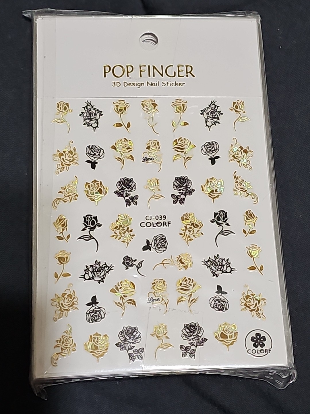 Pop Finger 3D Design Nail Decal Self Adhesive Stickers Rose’s & Miscellaneous