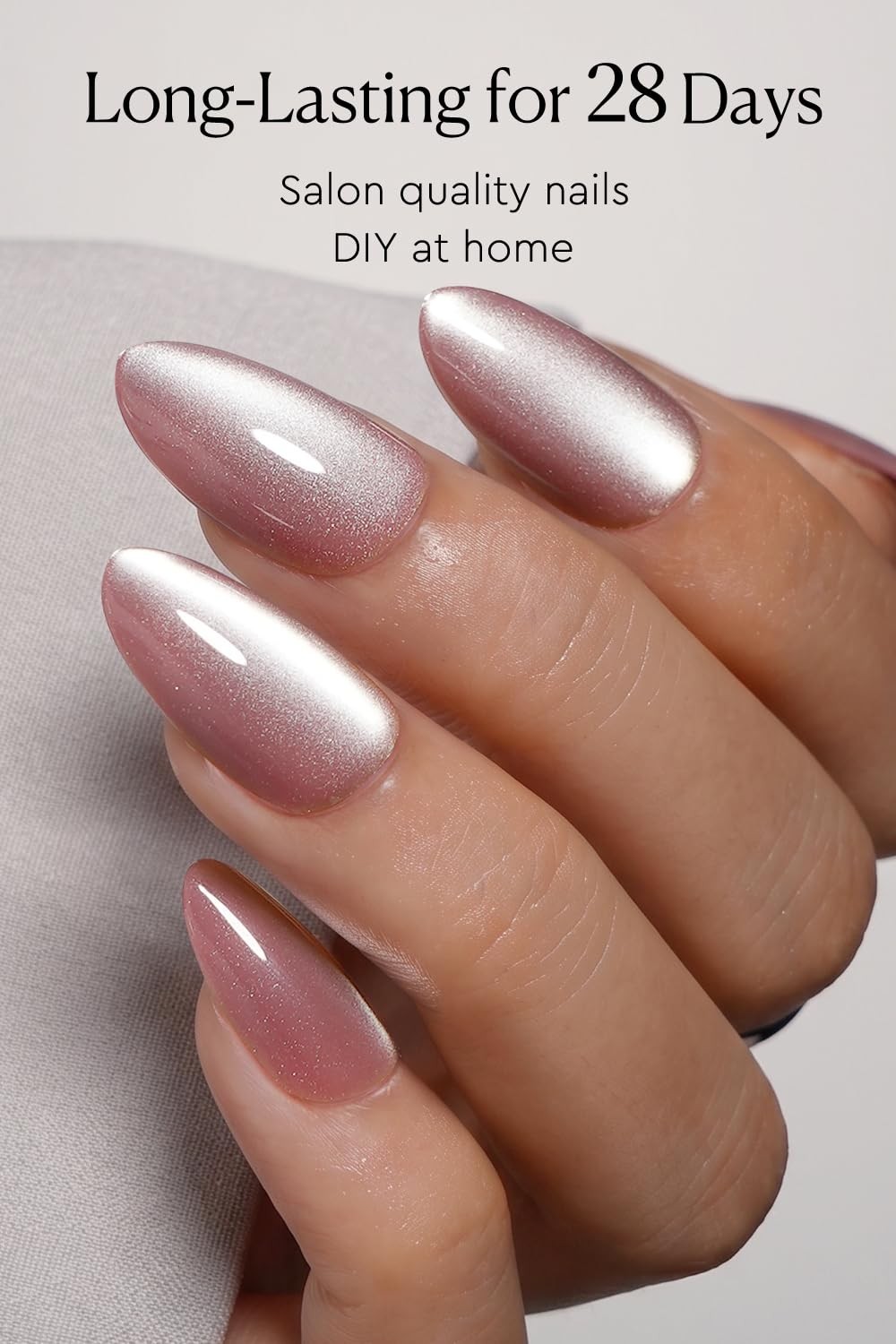 AZUREBEAUTY Short Almond Nails Dusty Mauve Cat Eye