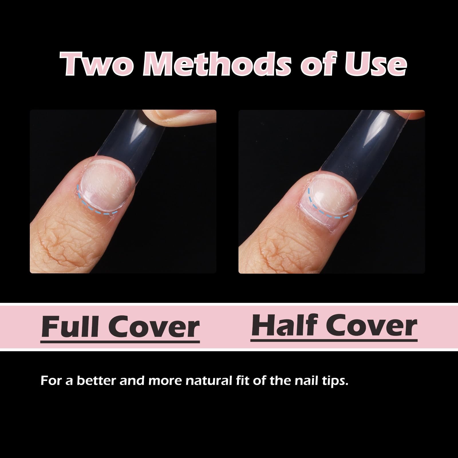 Wellquinn 500Pcs Square Full Cover Nail Tips, XXL Clear Curved Press On
