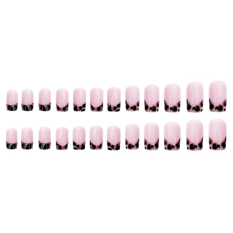 Length Fashion Leopard Print Press On Glittering Acrylic Finish
