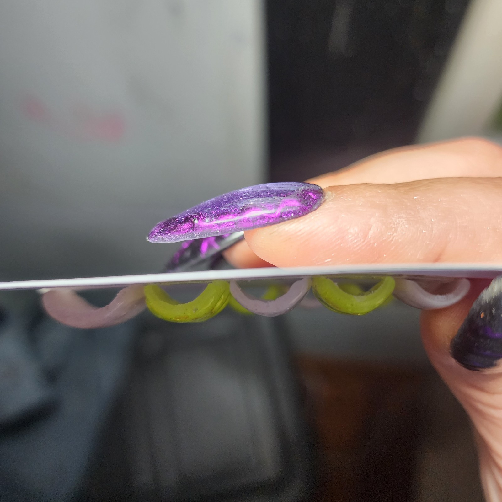 Handmade Acrylic Extra Short Square Press On Nails Medium Size Glitter LemonDrop