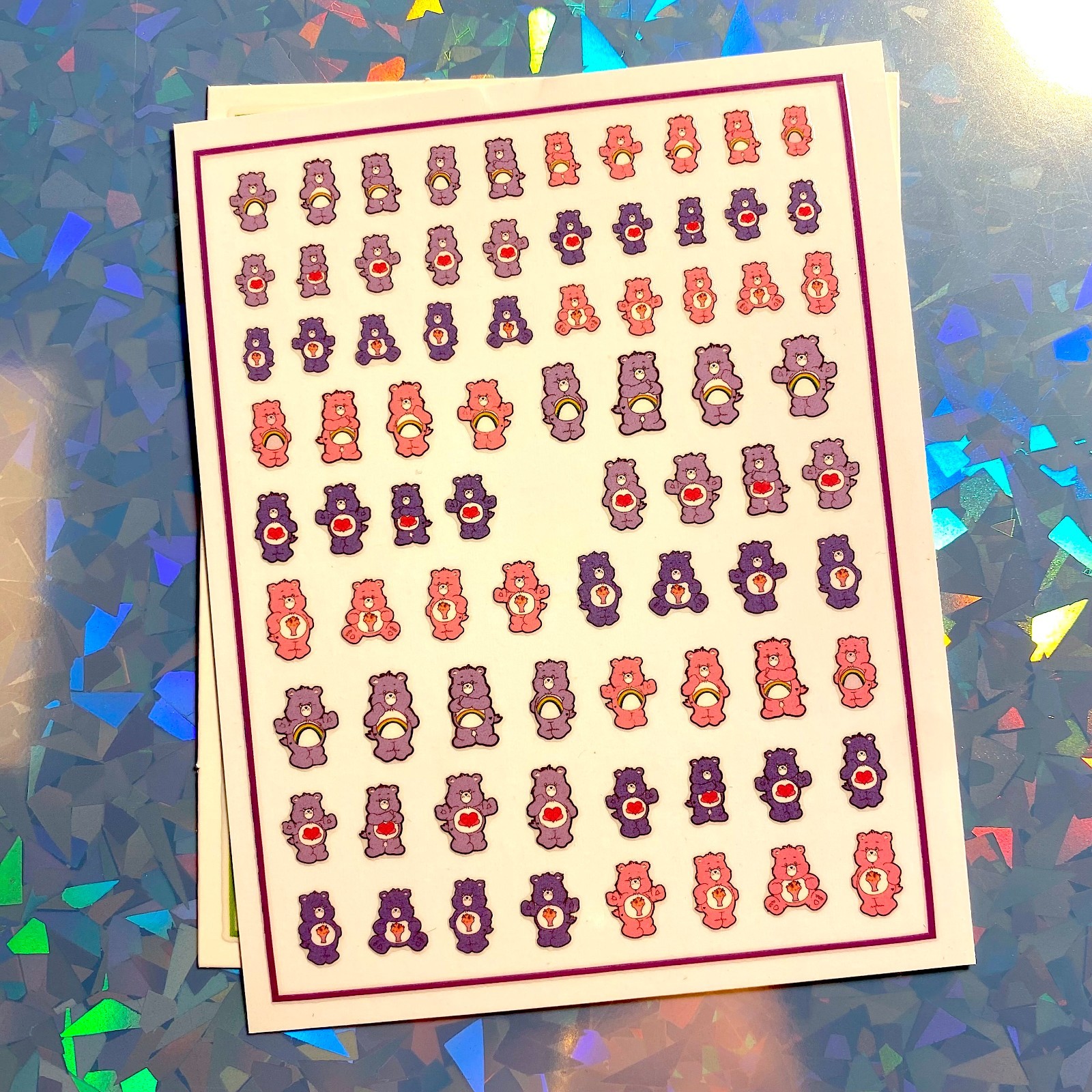 Colorful Nail Stickers Care Bears Nail Art Supplies Peel and Stick Adhesive