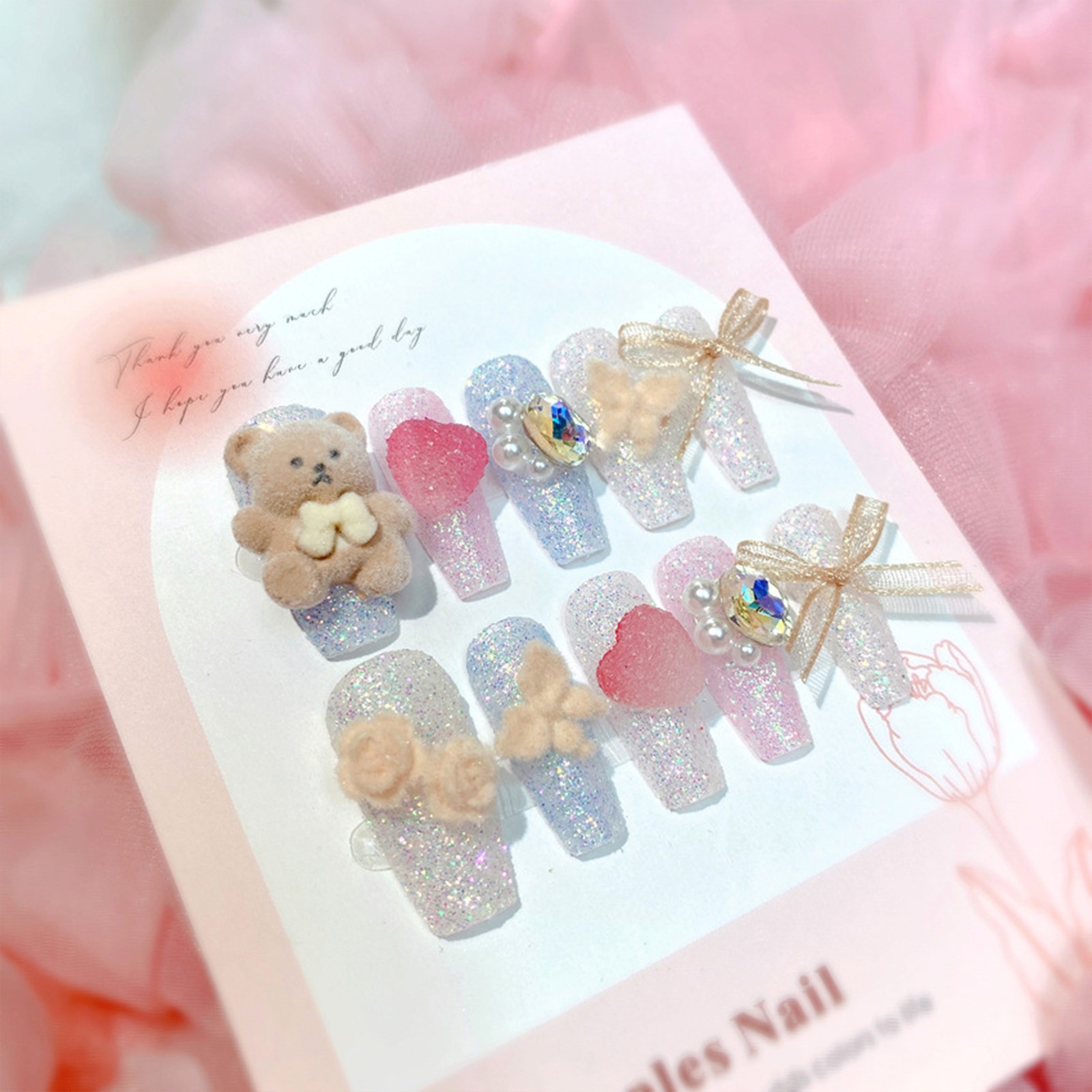 Press on Nail Tips Full Collection Assorted Bow Design for Women Boxed U29