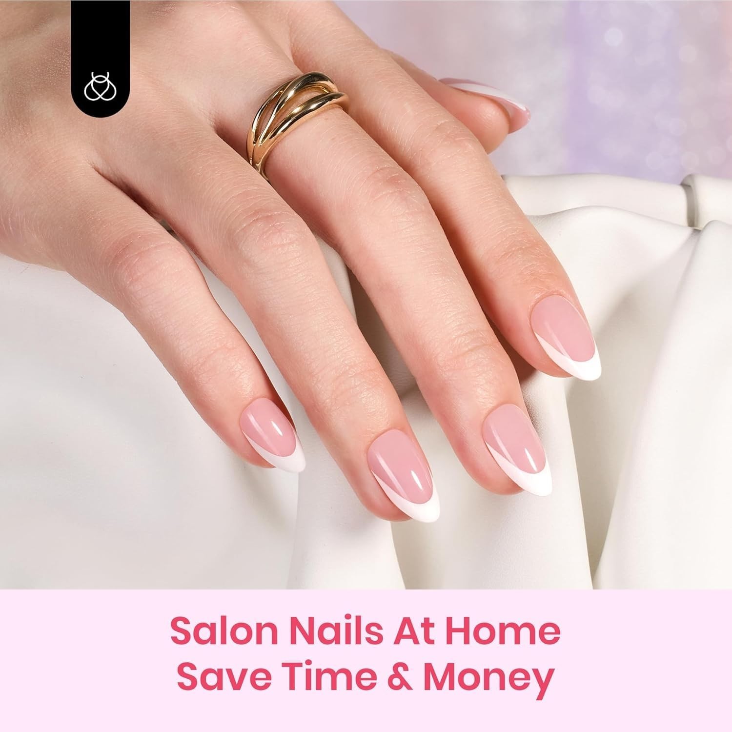 Beetles All-in-One Gel Nail Kit: 224 French Almond Press On Nails & Mini Lamp