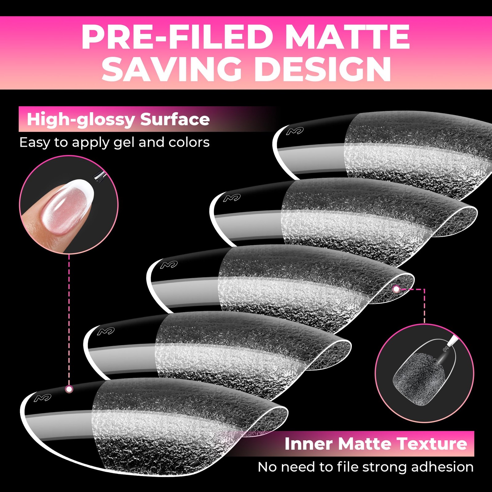UNA GELLA Short Oval Round Nail Tips 360Pcs Pre-shaped Half Matte Gel…