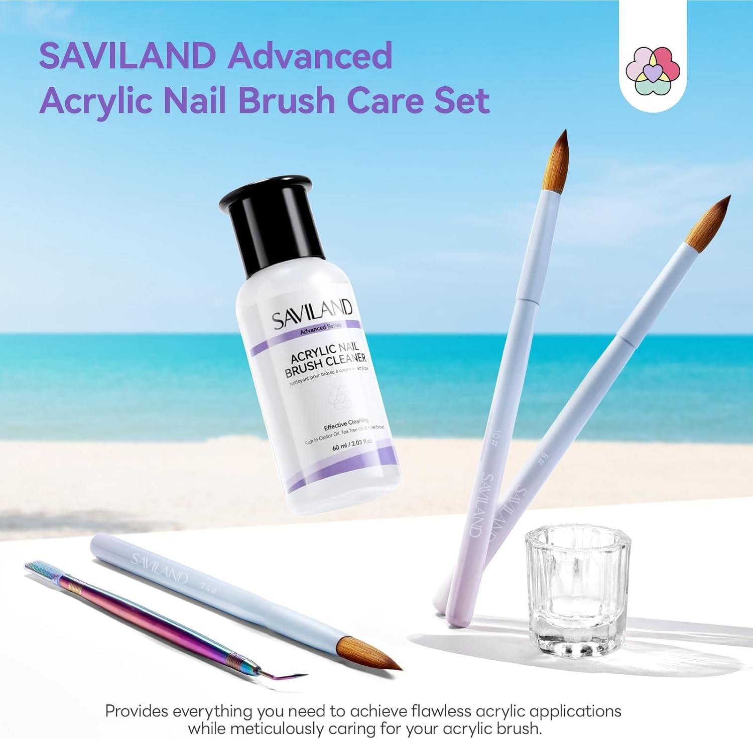 Acrylic Nail Brush with Cleaner: Size 8, 10, 14 Profal
