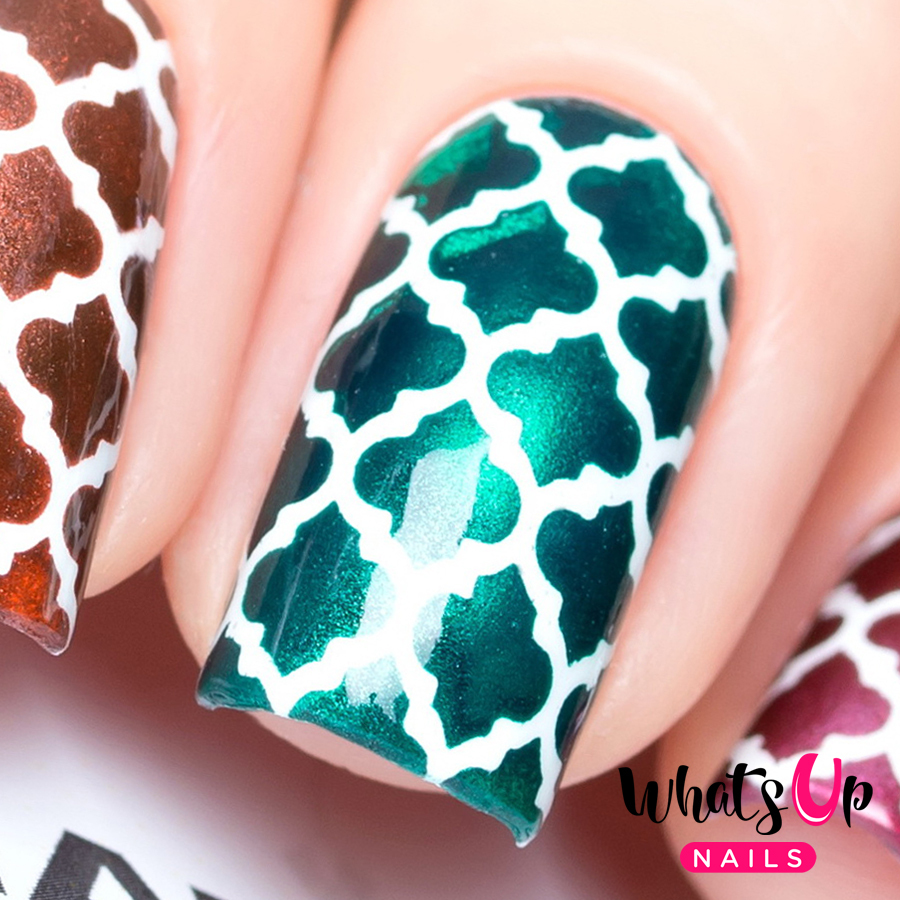 Moroccan stencils for nails, quatrefoil nail stickers, nail art, nail vinyls