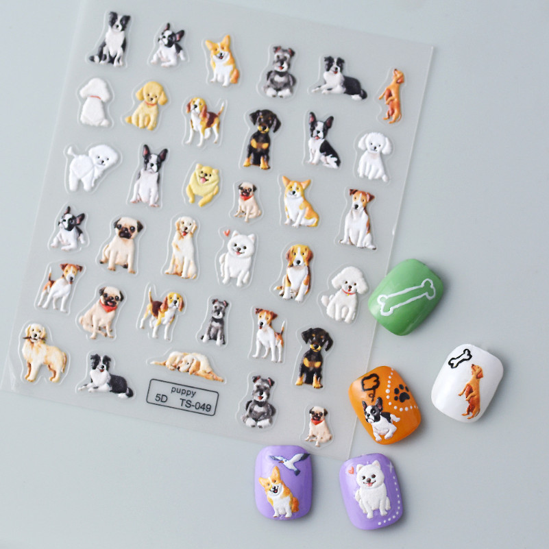 NAIL ART Character 5D Nail Puppy Dogs Nail Stickers Nail Decoration TS49 NS54