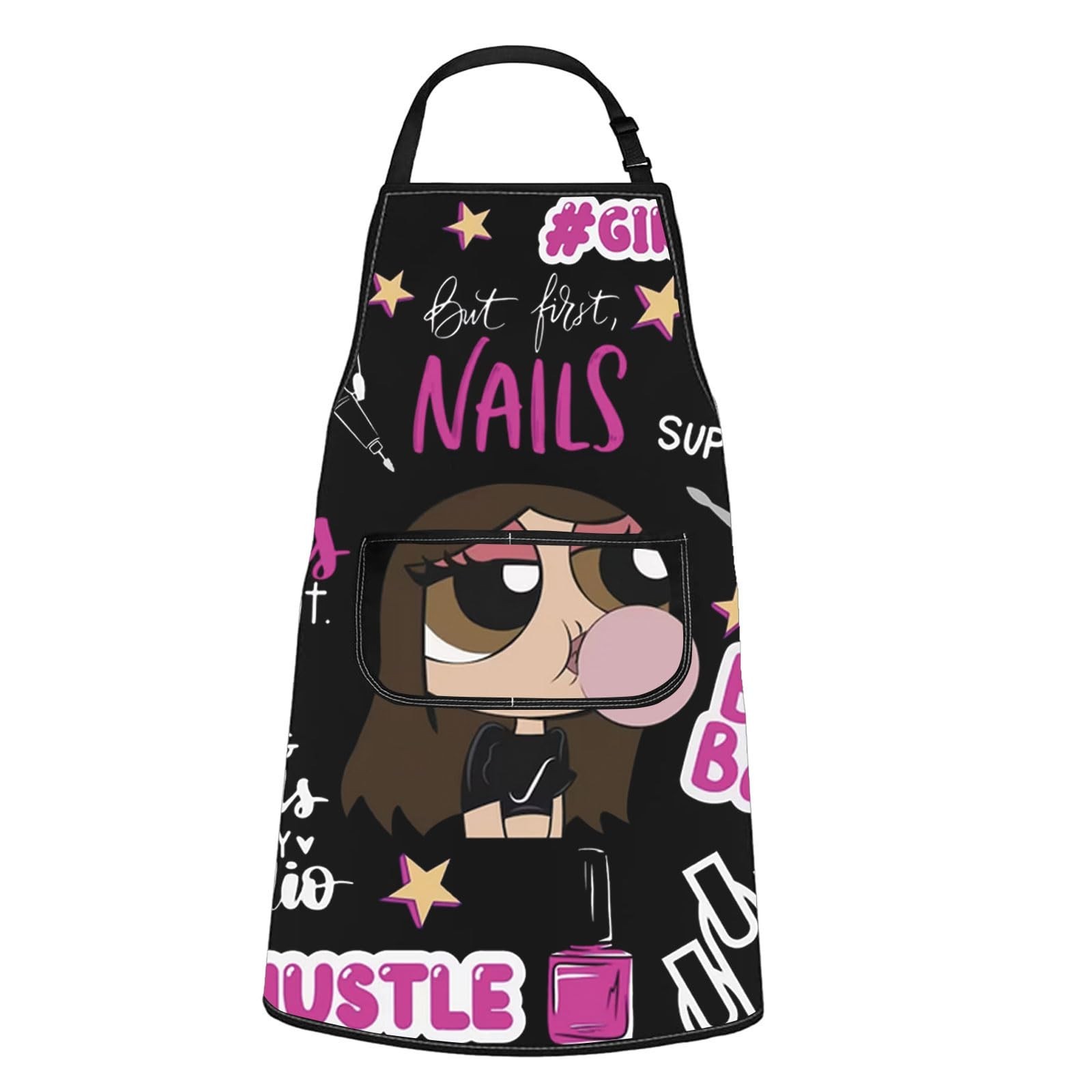 WCGXKO Nail Tech Kitchen Apron Nail Polish Themed Gift Funny Nail Artist Gift…