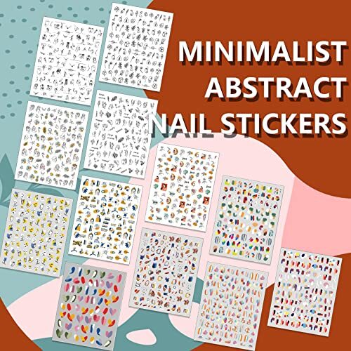 12 Sheets Abstract Nail Art Stickers, Graffiti Graffiti & Minimalist, 12Sheets