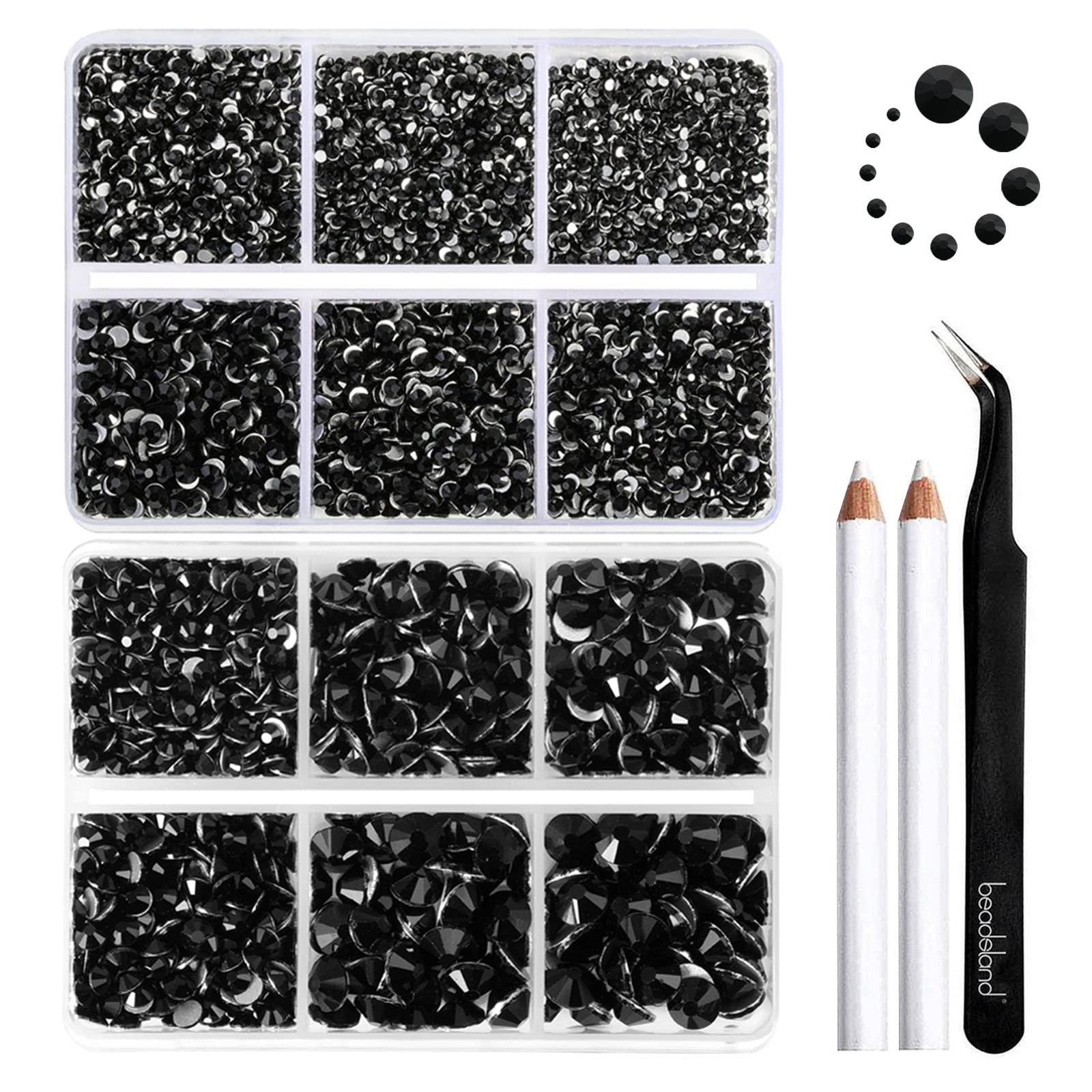 8300PCS Flatback Rhinestones, Black Rhinestone Round Crystal Rhinestones for …
