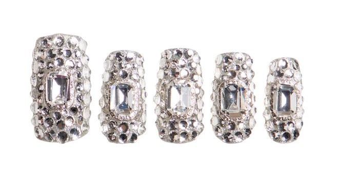 Lovful – Silver Classic Rhinestone Handmade Stiletto Nails H212 (S) – Stiletto