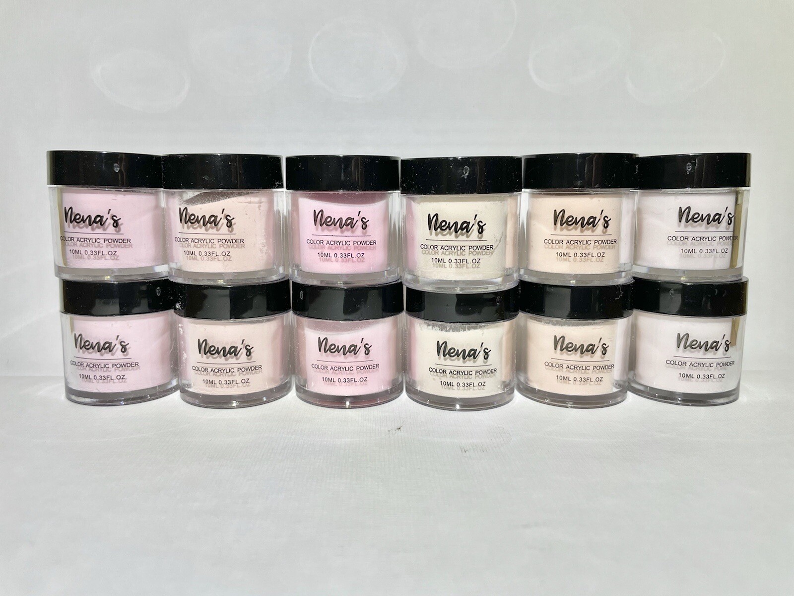 New, Nena’s Color Acrylic Powder Collections – Pack of 12. Pastel shades