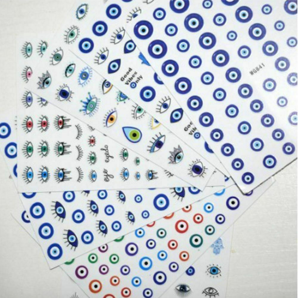 Abstract Color Evil Eye Nail Art Decal Sticker Hamsa Hand of Fatima 3D DIY NH3