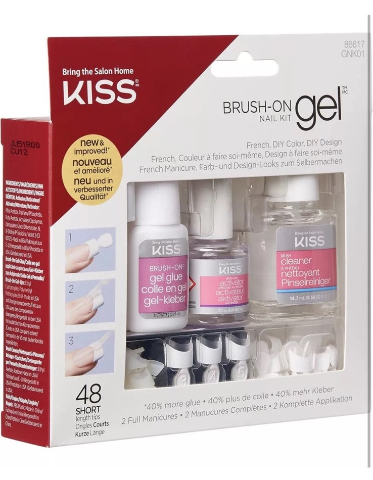 KISS Brush-On Gel Nail Kit Gel -French-Nude French & DIY Color Looks DAMAGED BOX