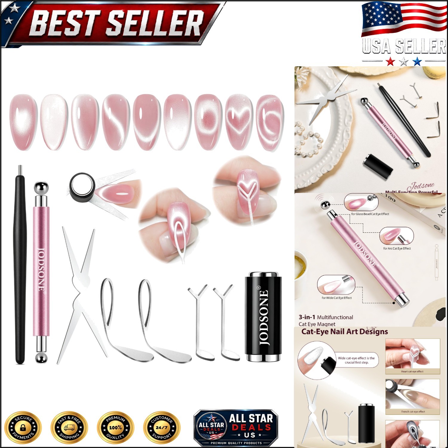 Heart & French Cat Eye Magnet Set: Create Defined Nail Art Effects Easily