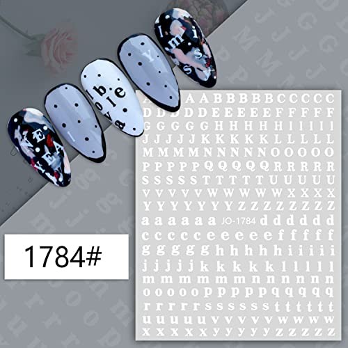 12 Colors Nail Art Stickers, 3D English Self-Adhesive Sticker Design, Letters