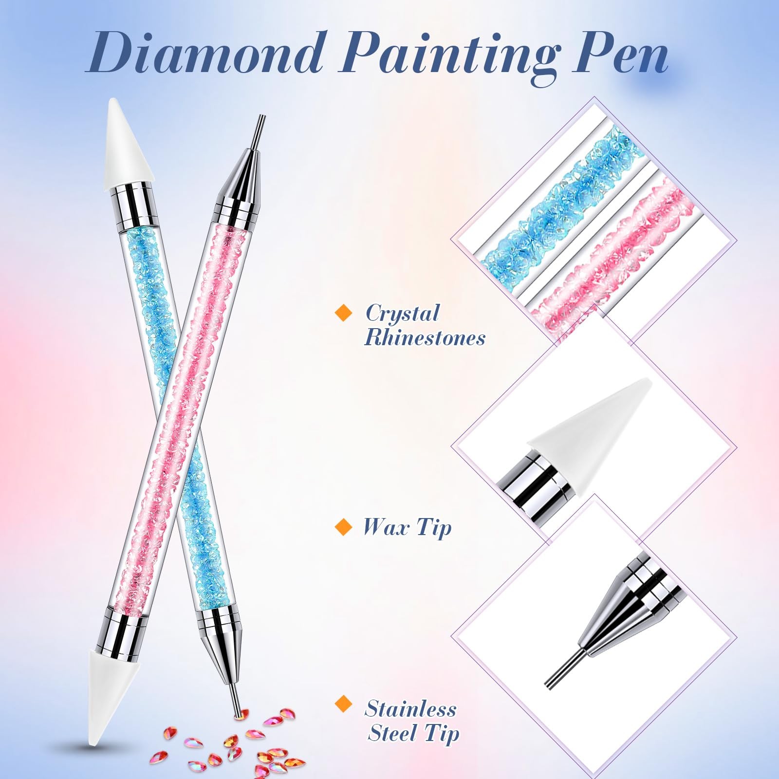2 Pieces Rhinestone Picker Dotting Pen, Dualended Rhinestone Gems Crystals St…