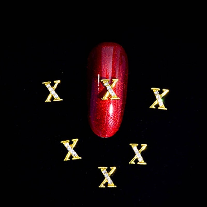3D Metal Nail Gold Capital English Letters for Rhinestone A-Z 26Pcs Nail art Dec