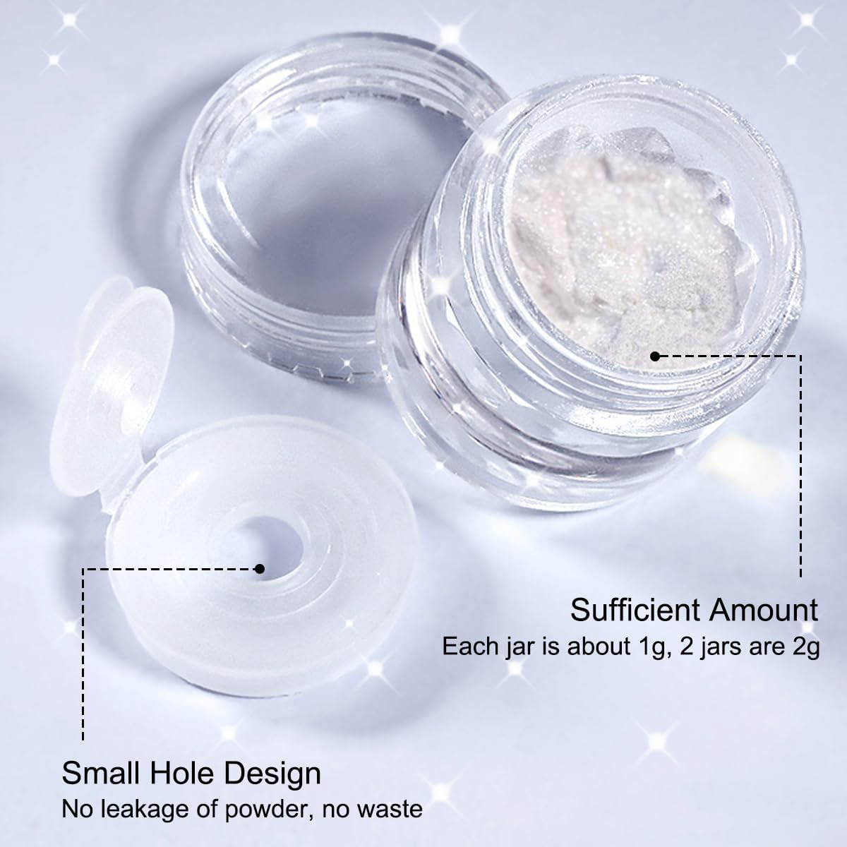 2Pcs Moonlight White Chrome Nail Powder, Aurora Pearl Chrome Nail Powder Magic C