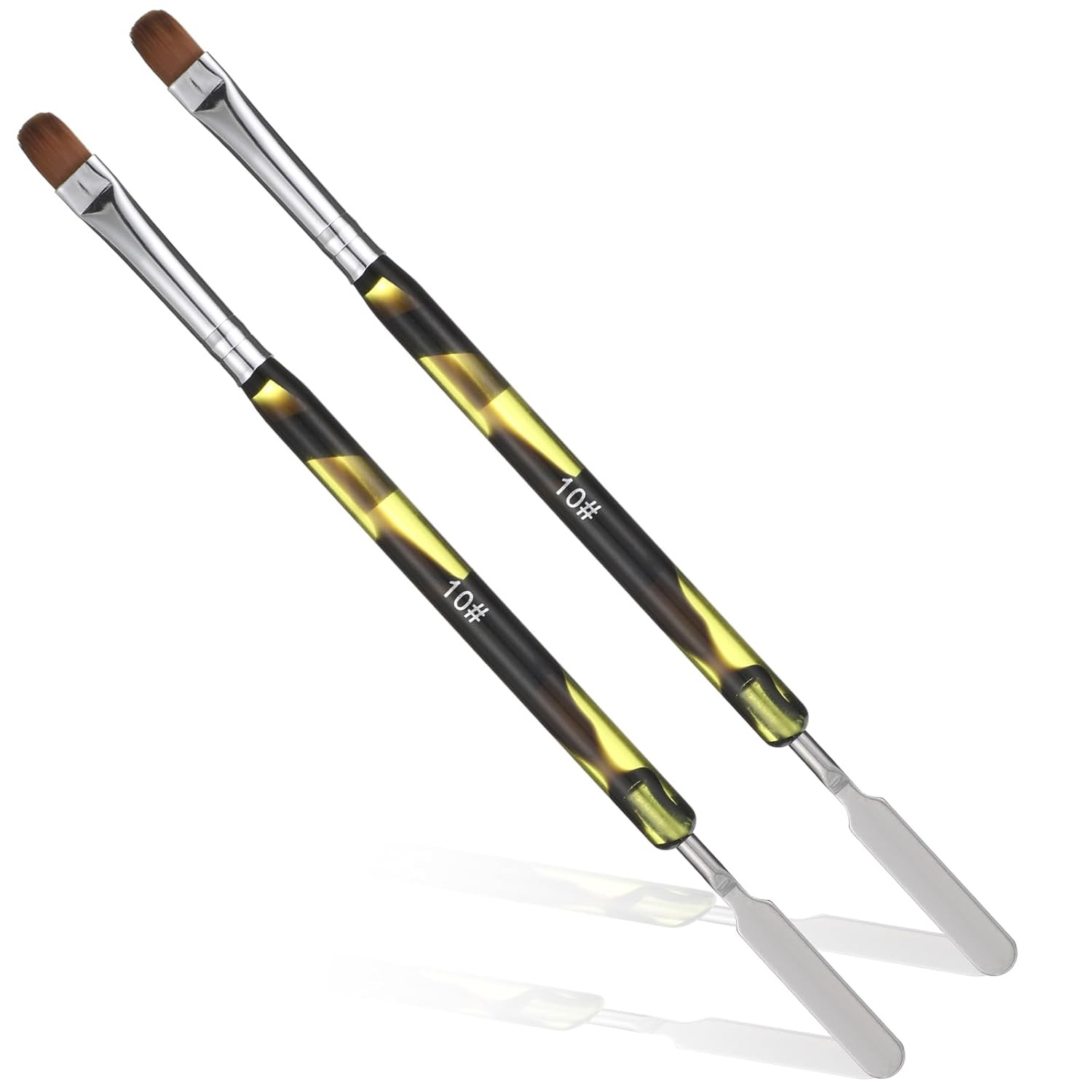 2 Pcs Acrylic Nail Art Brush French Tip Gel Brush with Stirring Rod Dual-Ended P