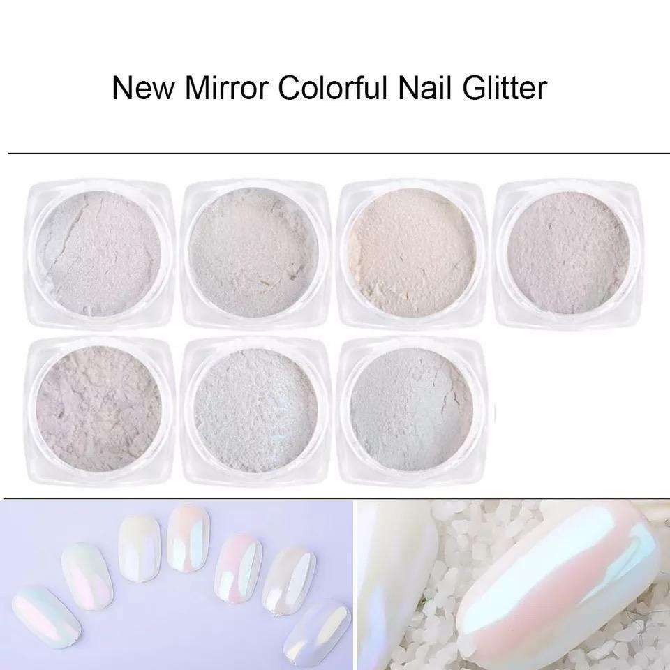 SALE! 5g MIRROR CHROME POWDER NAILS EFFECT AURORA COLOUR PIGMENT DUST + BRUSH