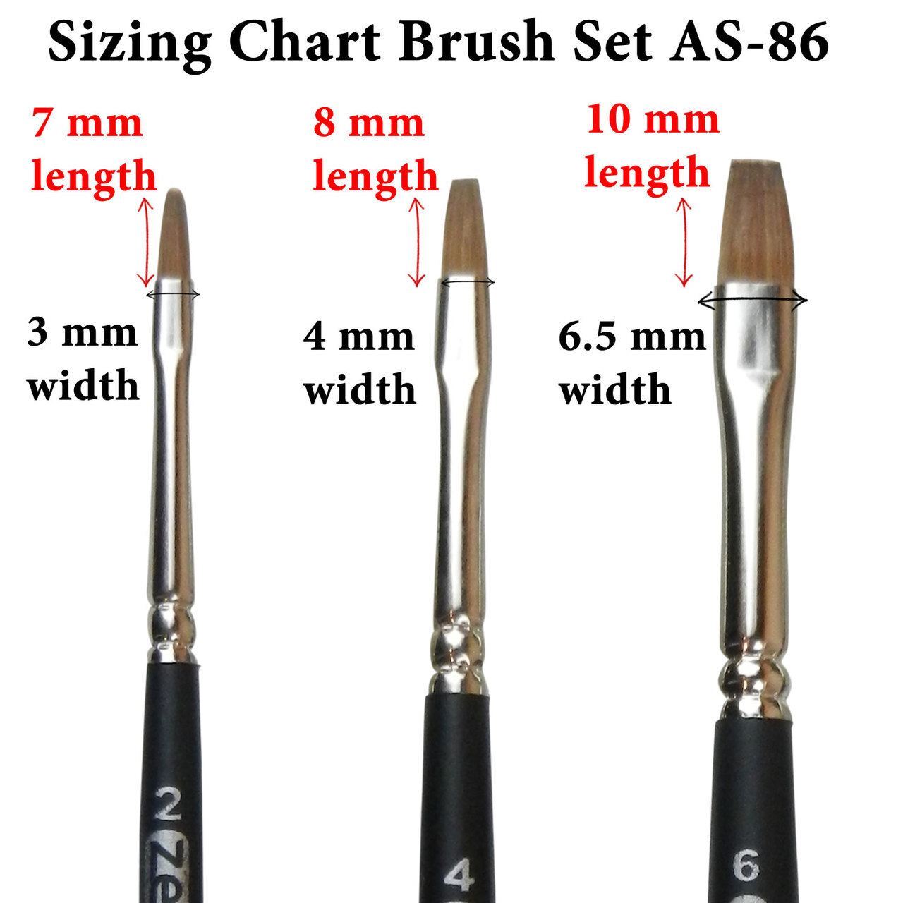 AS-86 Kolinsky Pure Sable Shader Brush Set 3 pcs