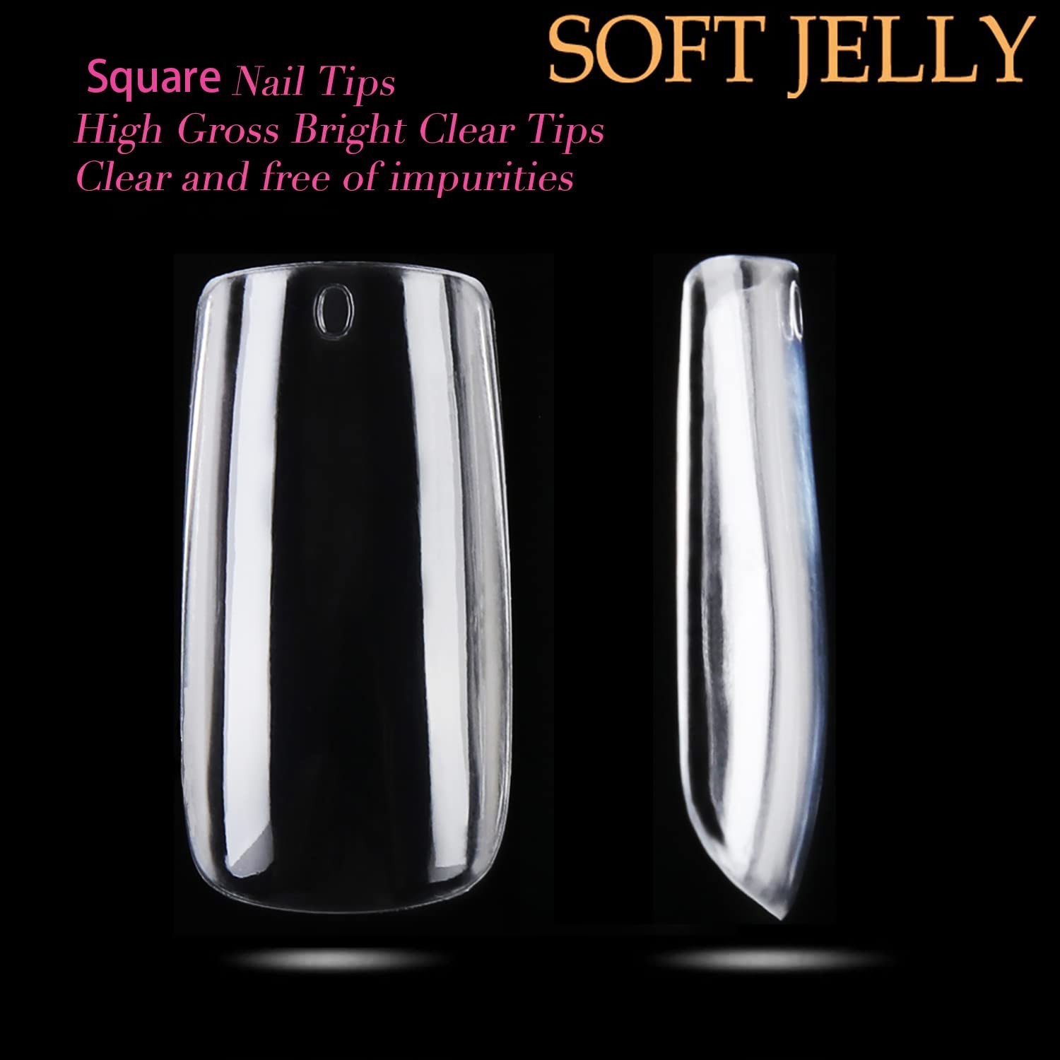 216pcs Medium Square Clear Gel Nail Tips – Perfect for DIY Nail Art & Extensions