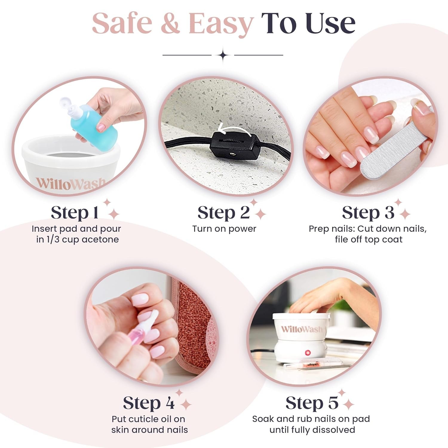 Professional Nail Soaking Bowl with Warmer Plate – Willowash Acrylic Remover Kit