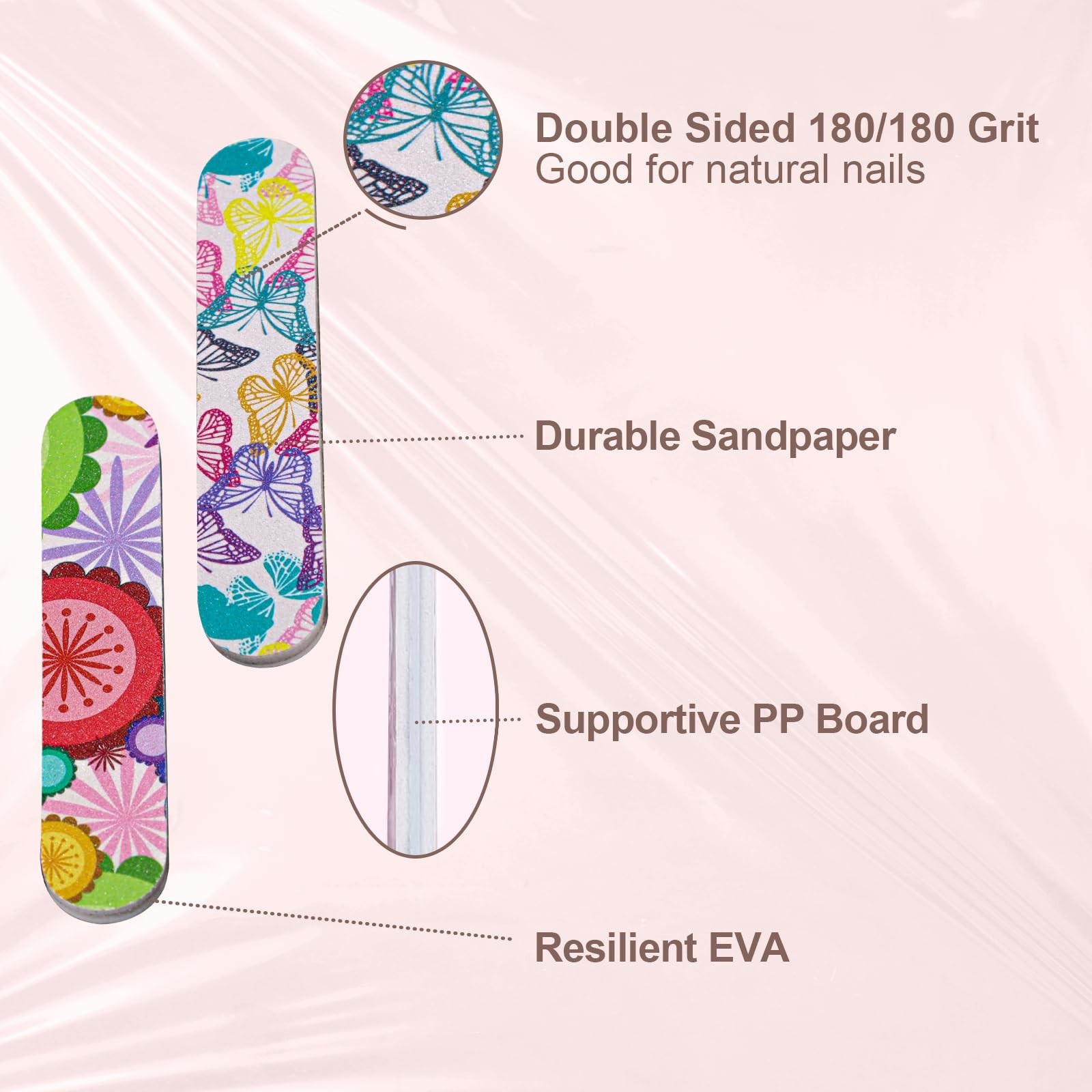 Mini Nail Files, Colorful Emery Boards for Nails Double Sided 180 Grit Emory,…