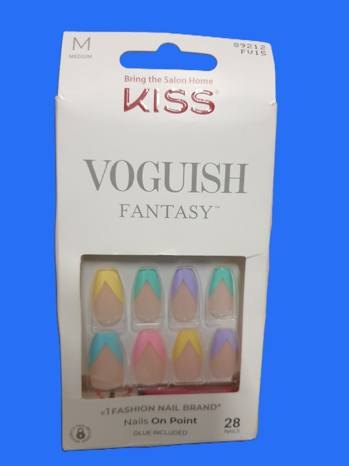 Kiss Voguish Fantasy Press-On Nails Multicolor Medium Almond Shape Self-Adhesive