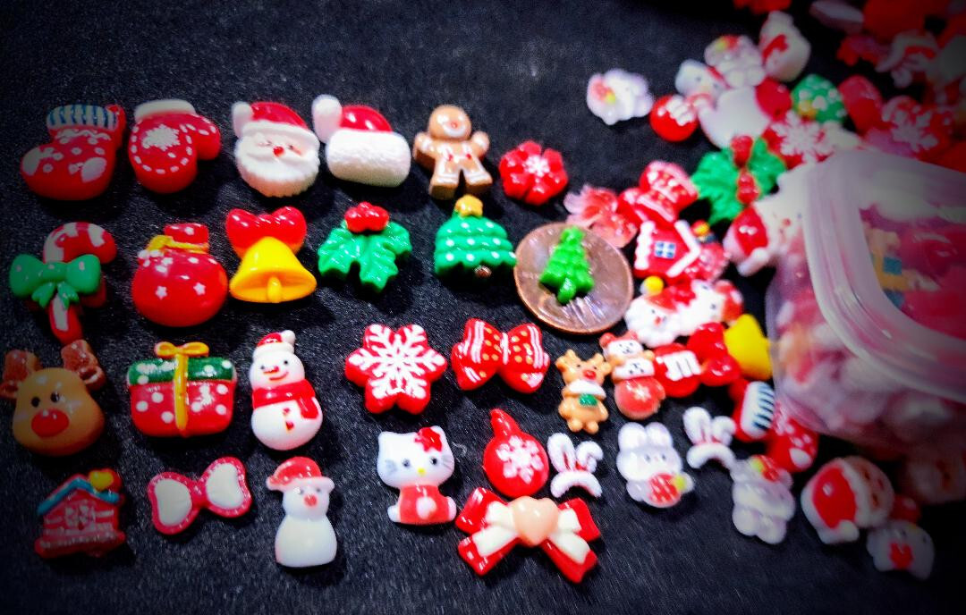 CHRISTMAS FLATBACK CHARMS~Nail•Acrylic•Gel•Festival•Craft• DIY•RESIN 20 PCS