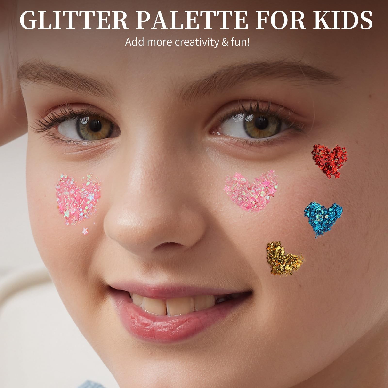 Face Glitter 2 PCS Gel 18 Grids Body Hair for Kids Women Makeup Halloween