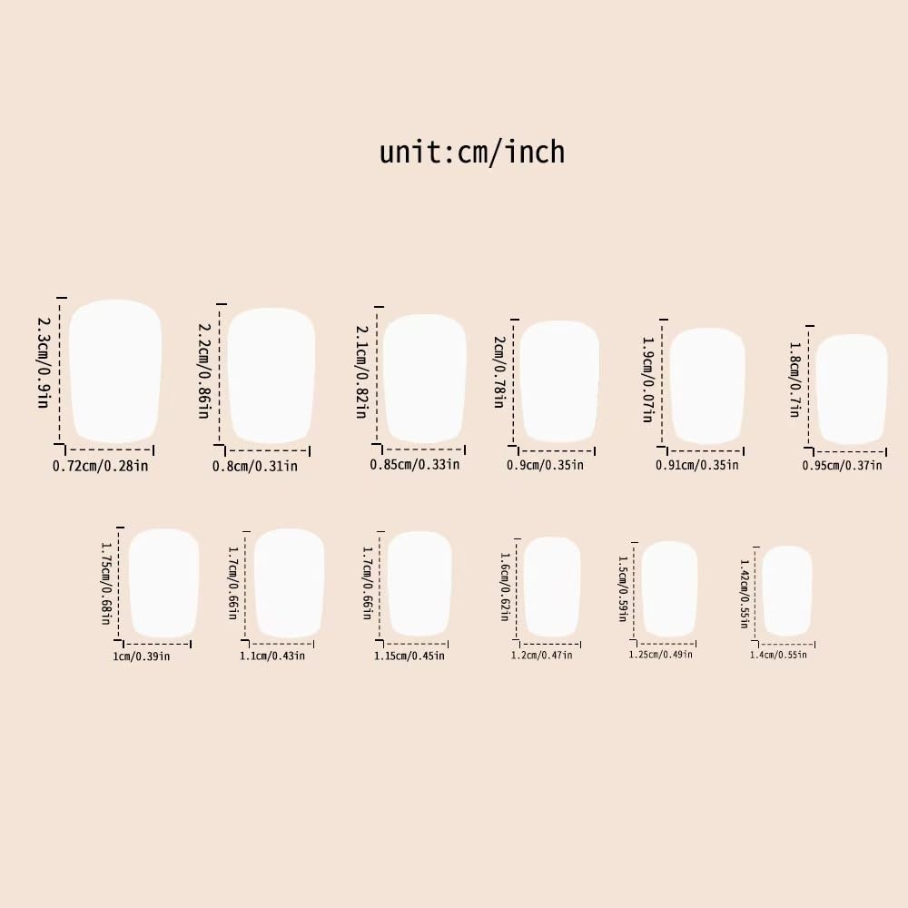 French Tip Press on Nails Short Square Fake with Design short, style04