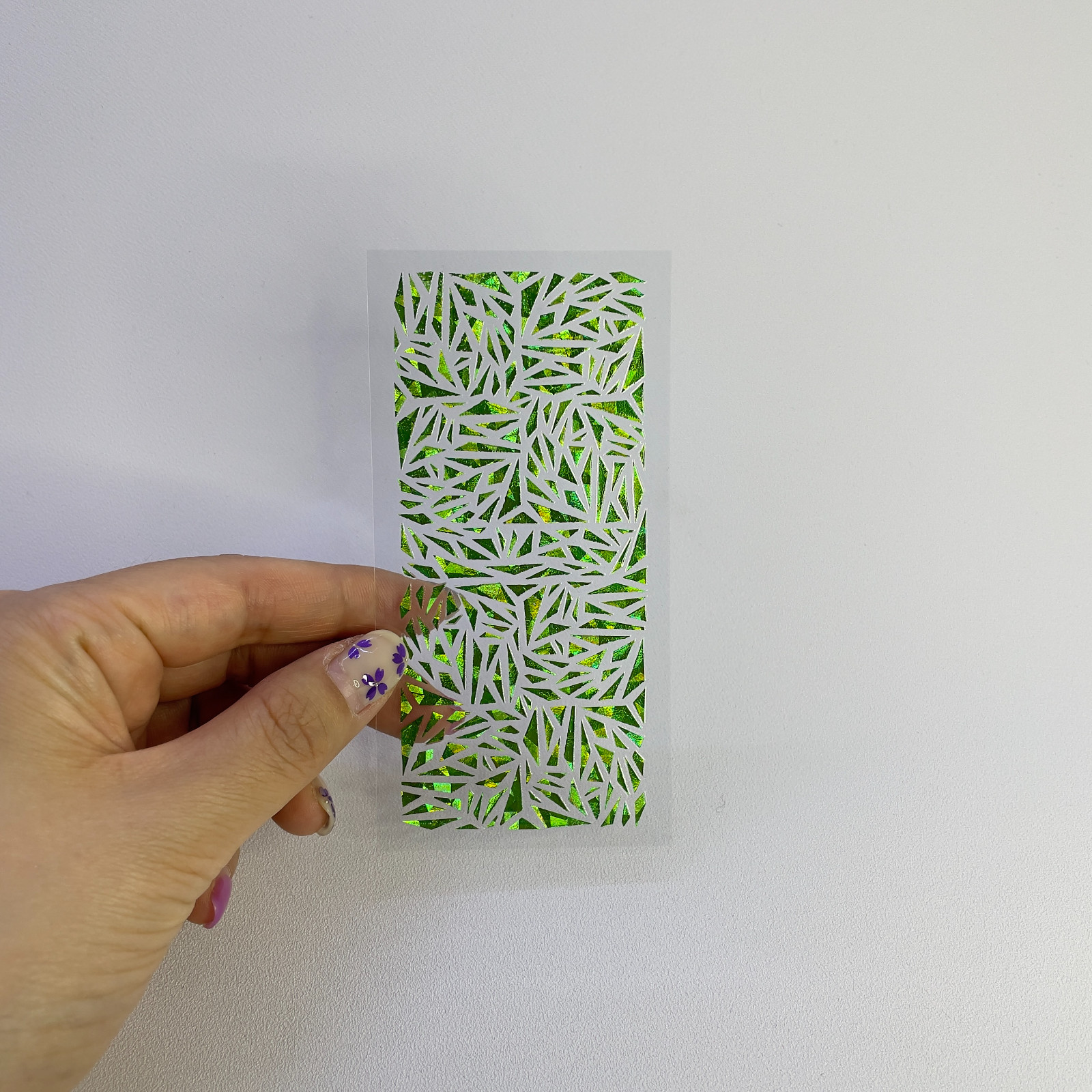 Emerald Green Glass Nail Foils DIY Holographic Stickers Made in Korea K-Beauty