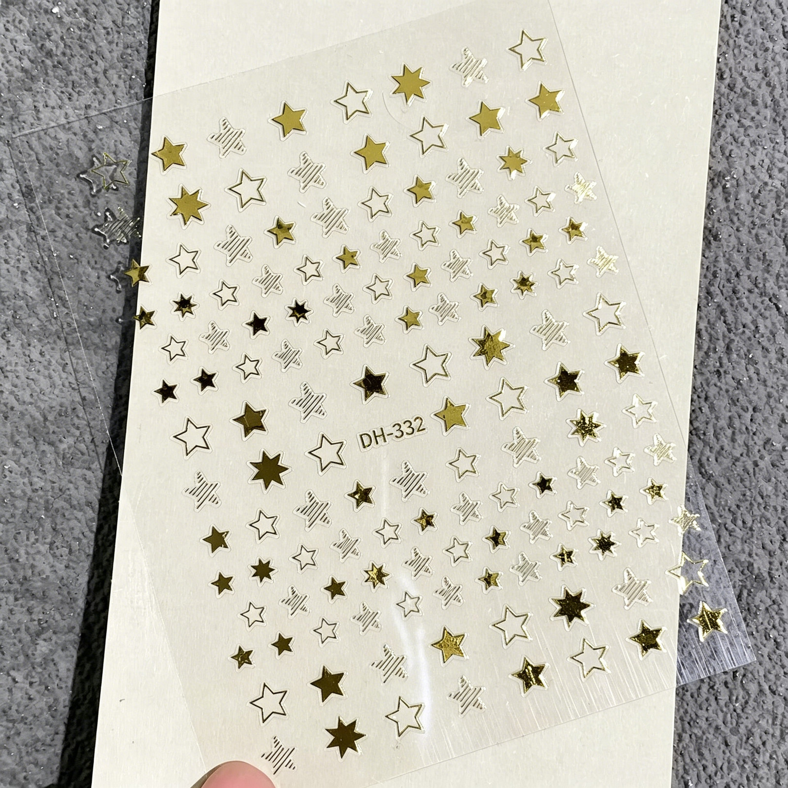 Internet Celebrity Hot Stamping Five-pointed Star Nail Stickers, Flat Laser Holl