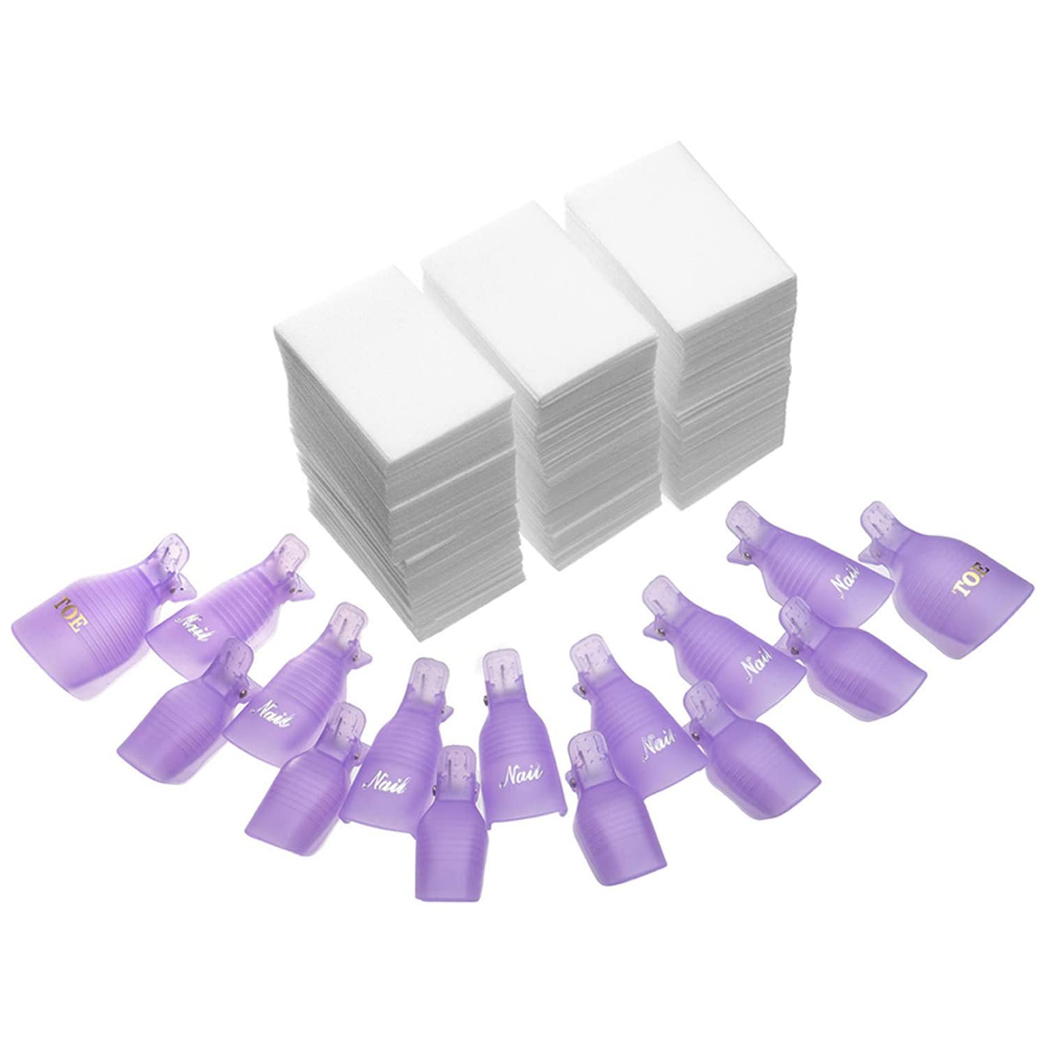 INFILILA Nail Polish Remover 1020 Pieces (20 Clips + 1000 Wipes), B-WHITE