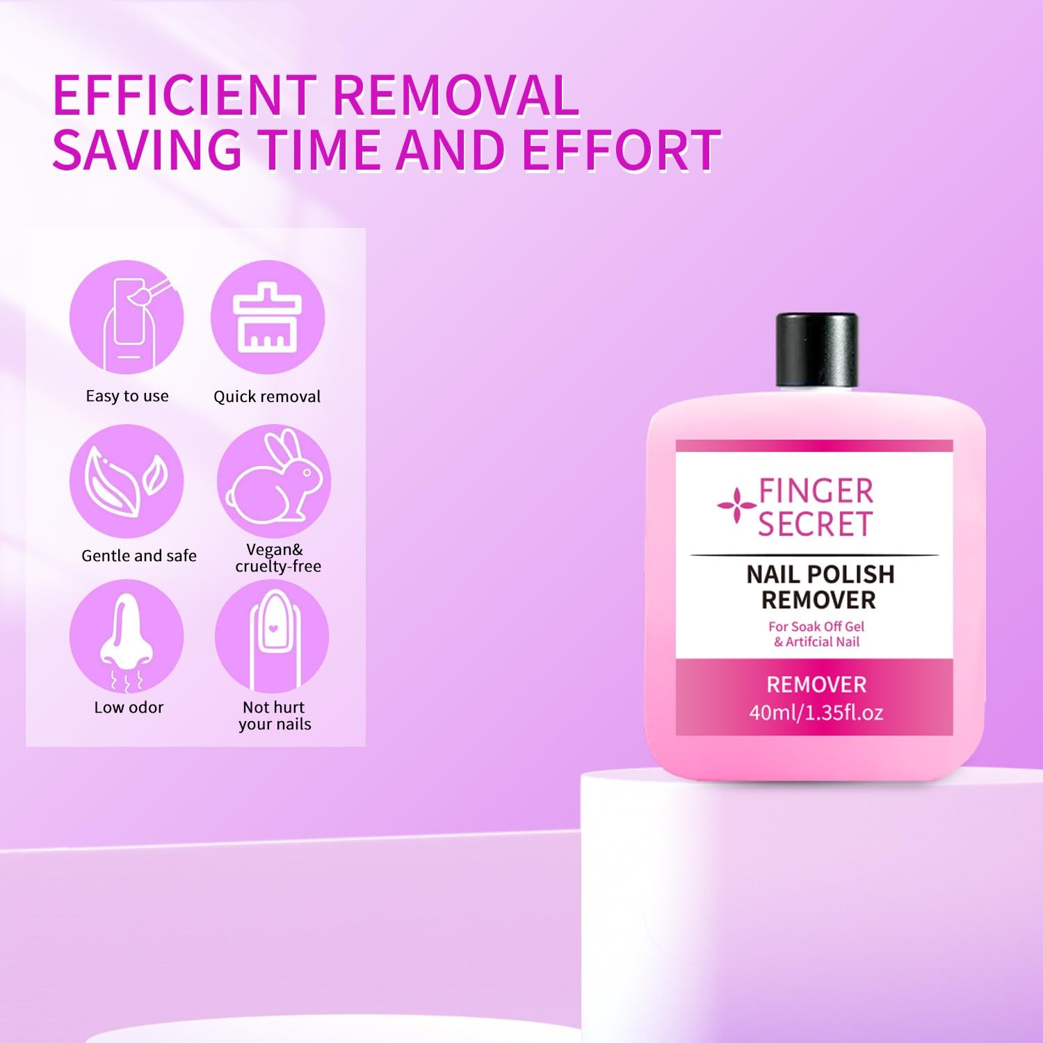 Finger Secret Acetone Nail Gel Polish Remover 40ml 1.3 Fl Oz (Pack of 1)