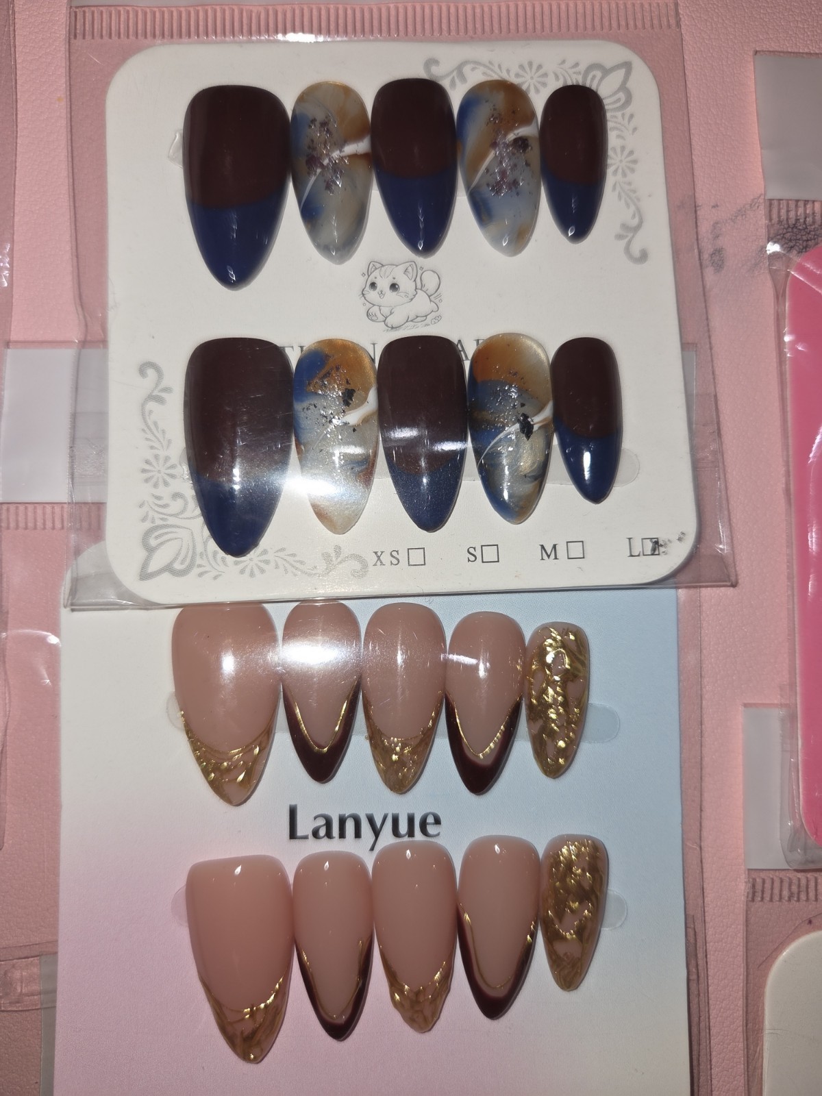 Press On Nails Handmade Medium Short Almonds Bundle Of 10 Each Owe Color Theme
