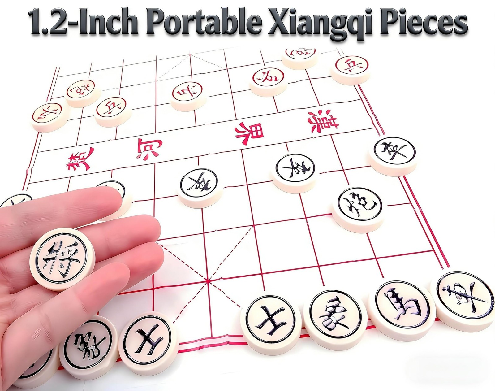 MAGIKON Chinese Chess, Hard Plastic Xiangqi with 1.2 inches, Red, Black