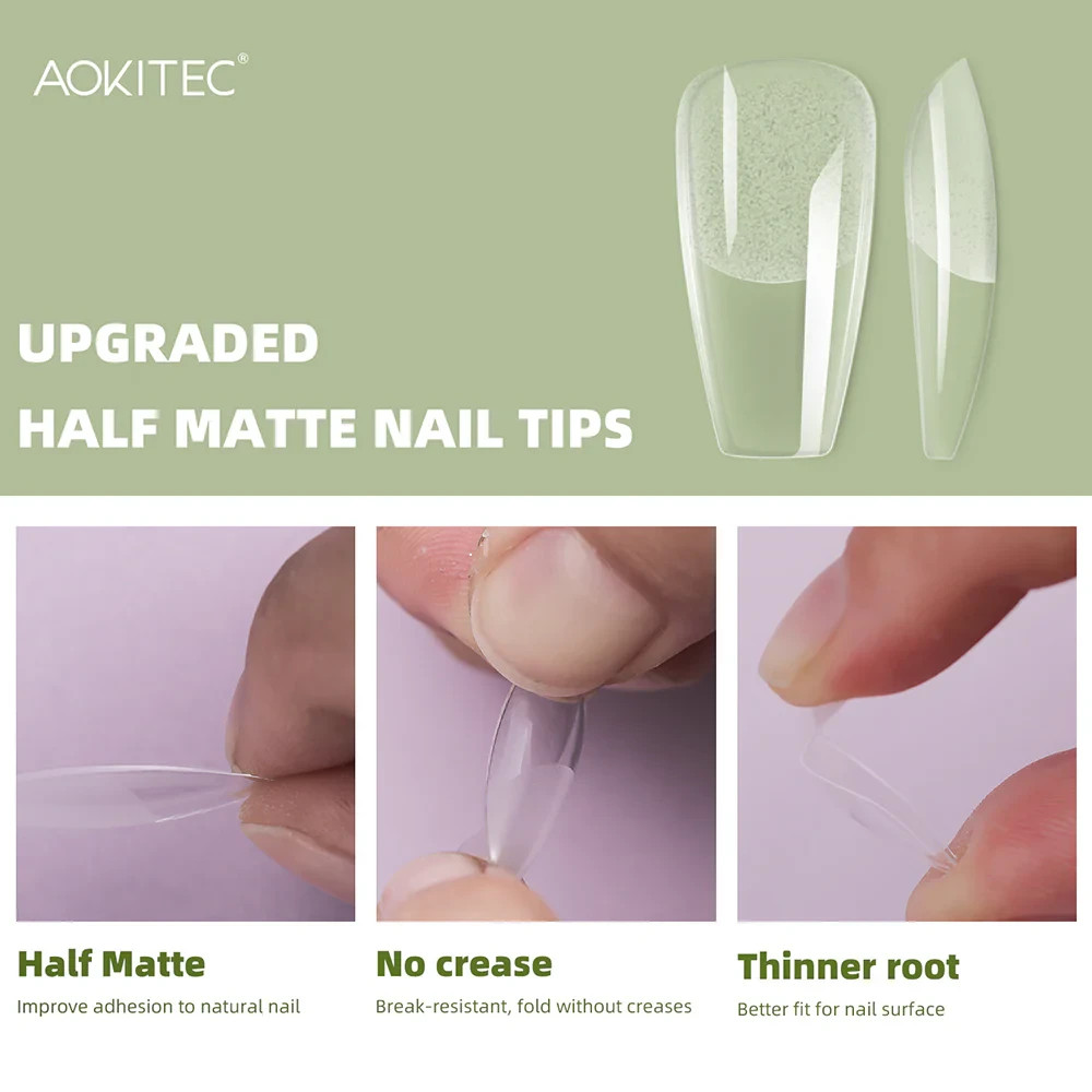 Almond Nail Tips Kit 5pc – UV Lamp, 504 Acrylic Nails, Cutter, Glue, Nail File
