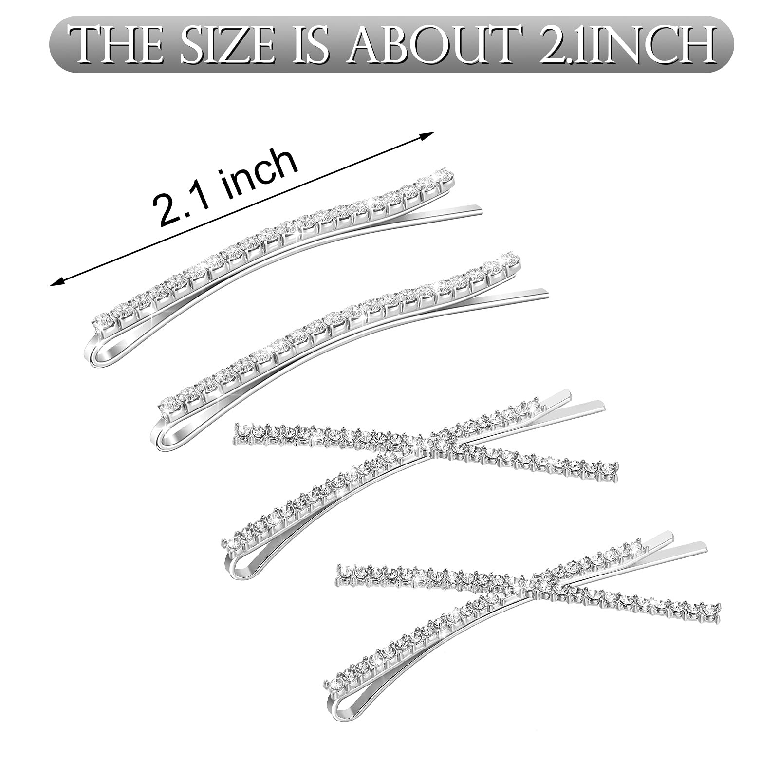 12 Pieces Rhinestone Bobby Pins Decorative Fancy 1 Count (Pack of 1), Silver