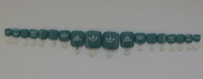 ADIDAS old school track suit inspired- press on Toe nail set-Set of 18