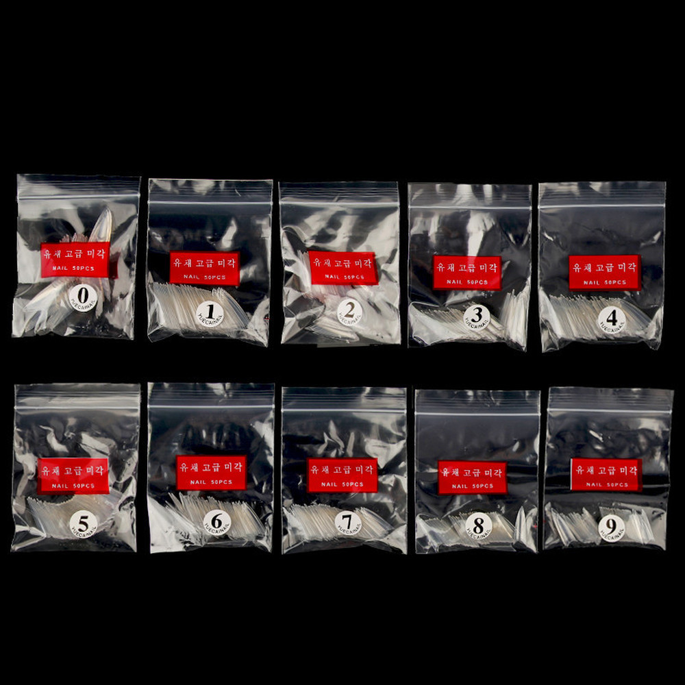 500pcs False nail tips with 10size Nail Tips Stiletto French Acrylic False Nails