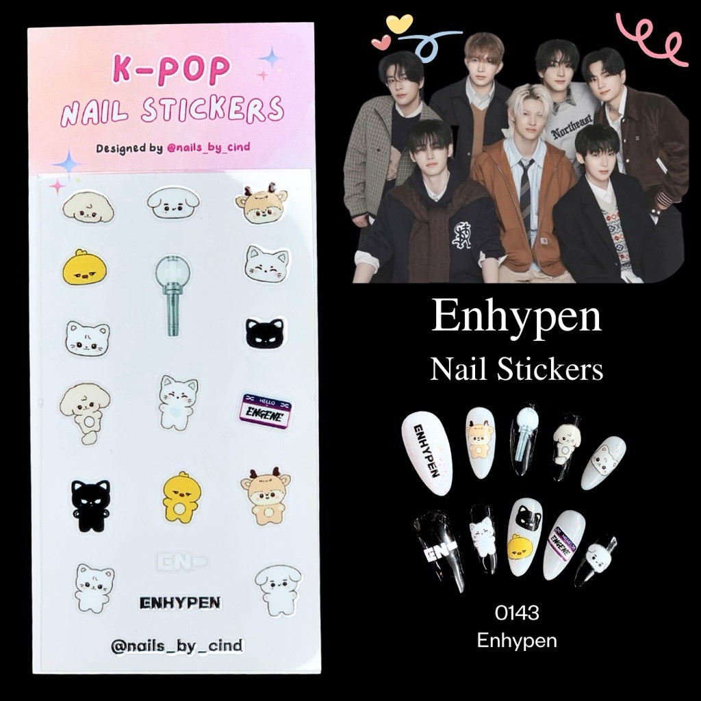 ENHYPEN KPOP NAIL STICKER FAN MADE KOREA HEESUNG JAY JAKE SUNGHOON SUNOO I Z10